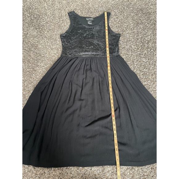 Vintage Dress Size Large Black Solid Sleevless A Line Whimsigoth Fairy Goth 90s - Picture 13 of 15